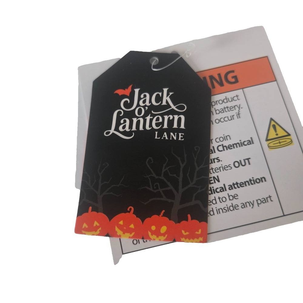 Jack O Lantern Lane Light Up Pumpkin 8.5 Inch Black White Striped Halloween - Picture 7 of 7